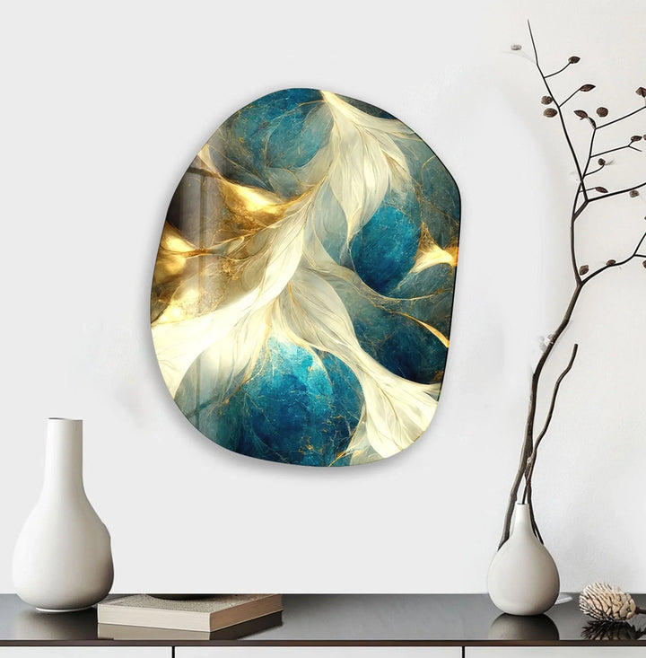 Gold Modern Marble Decor Glass Wall Art, art glass wall art, glass wall art pictures