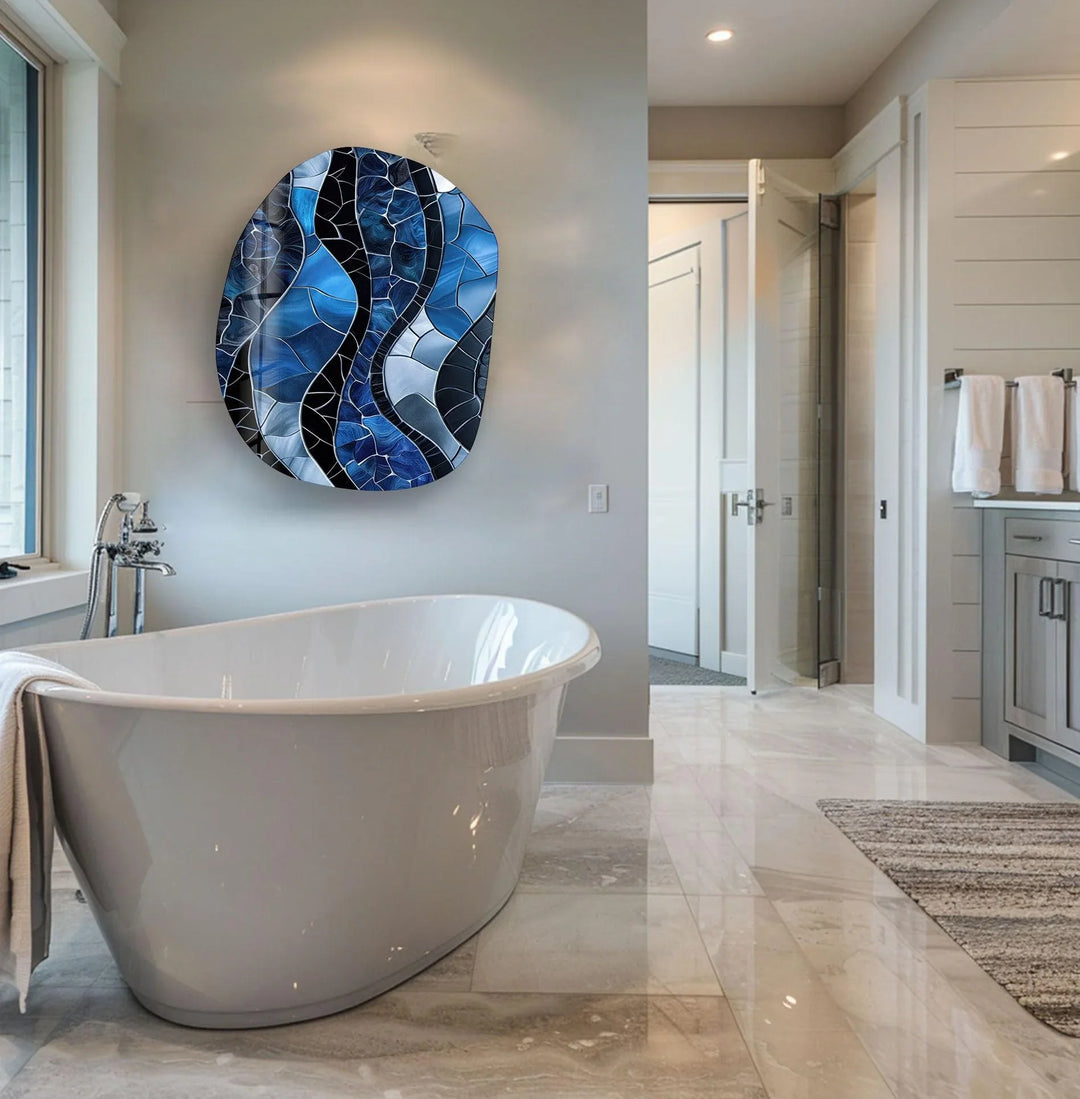 Decorative Blue Stained Glass Wall Art, stained glass wall art, stained glass wall decor