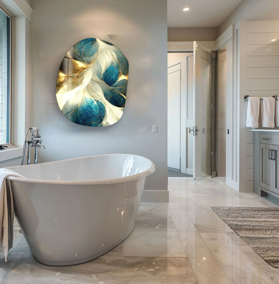 Gold Modern Marble Decor Glass Wall Art, glass image printing, glass prints from photos