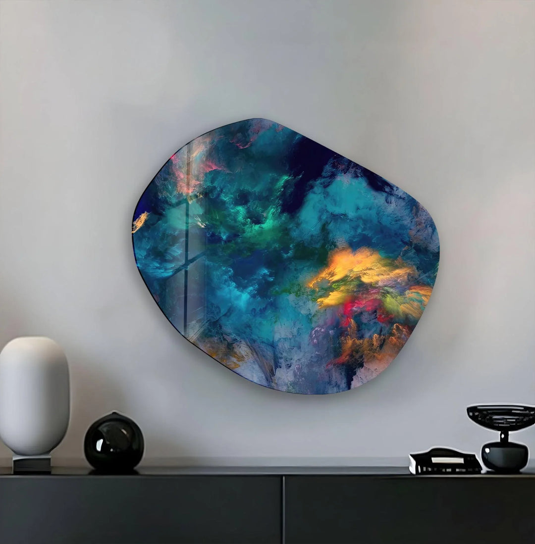 Blue Abstract Print Glass Wall Art
, print picture on glass, Tempered Glass Wall Art