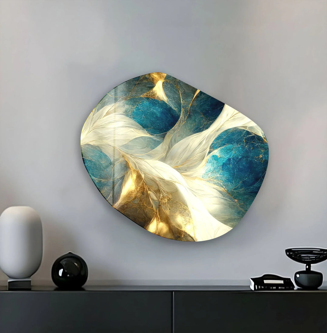 Gold Modern Marble Decor Glass Wall Art, glass photo prints, glass picture prints