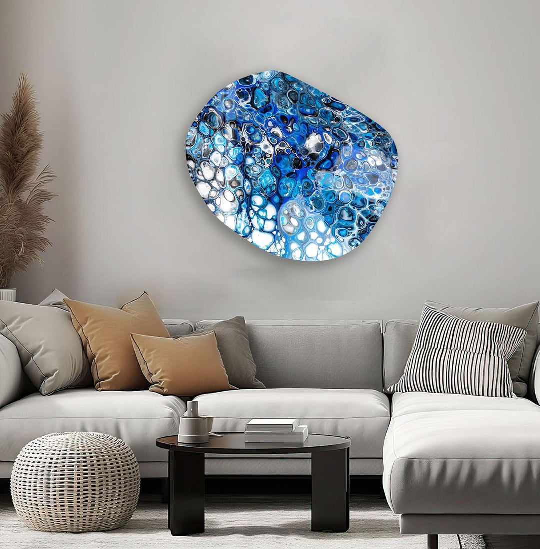 Blue Marbled Printing Glass Wall Art
, print on glass, glass printed photos