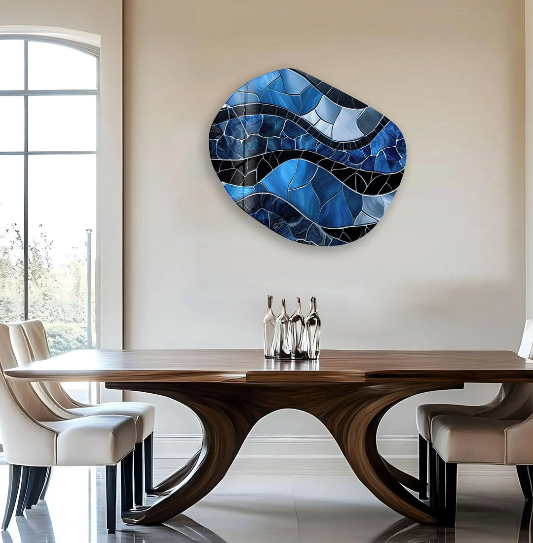 Decorative Blue Stained Glass Wall Art, art glass wall art, glass wall art pictures