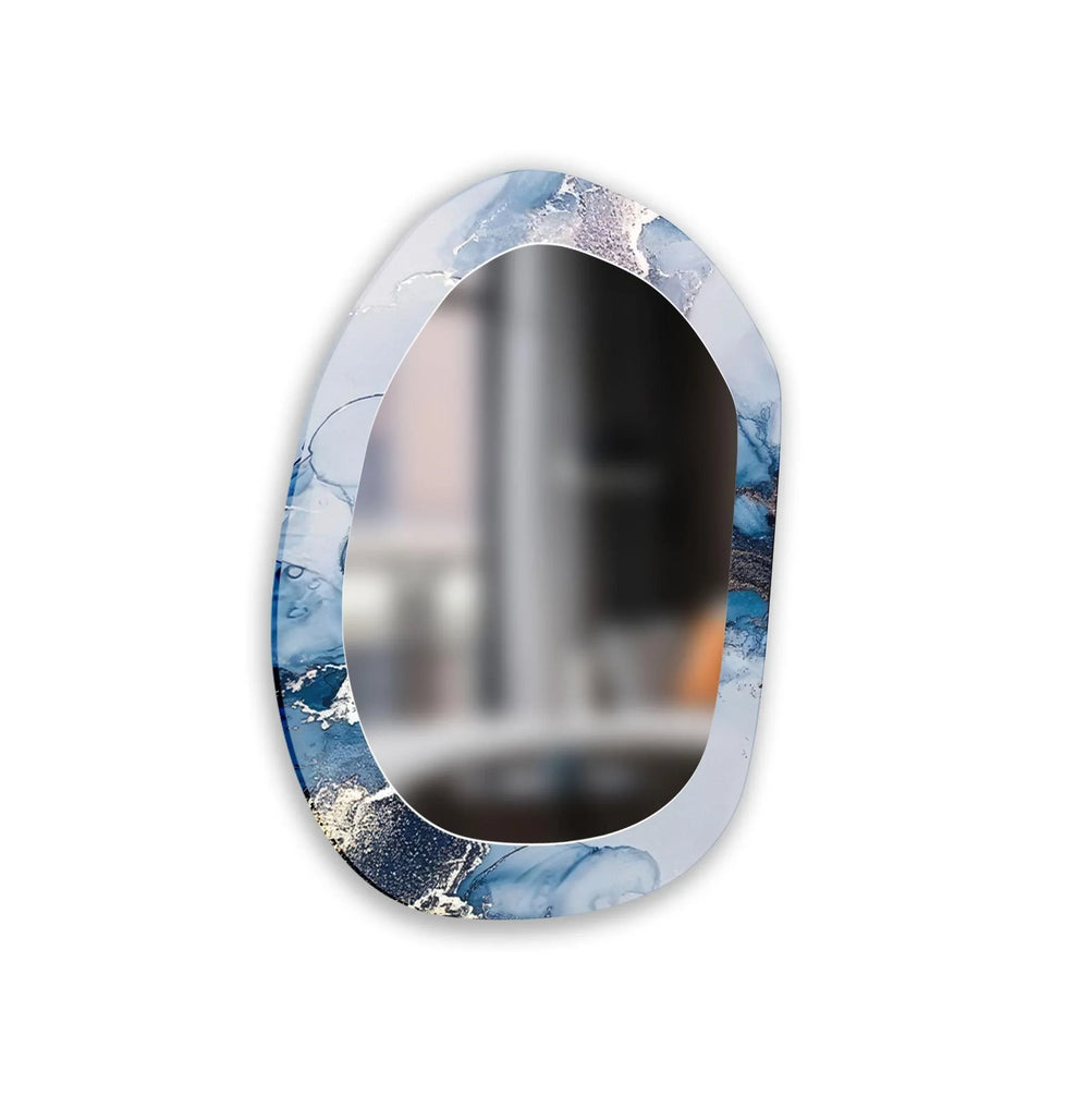 Blue And White Abstract Wall Mirror - MyPhotoStation
