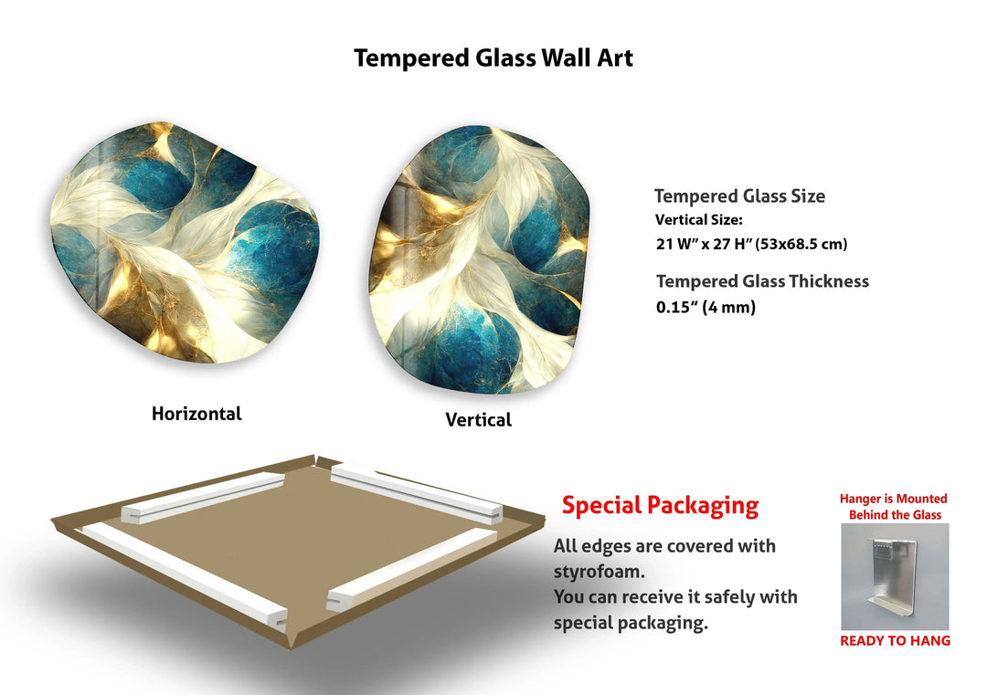 Gold Modern Marble Decor Glass Wall Art, photo print on glass, prints on glass wall art