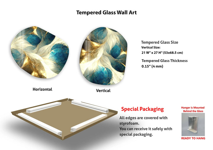 Gold Modern Marble Decor Glass Wall Art, photo print on glass, prints on glass wall art