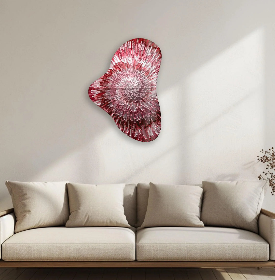 Abstract Red Lines Asymmetrical Glass Wall Art, print picture on glass, Tempered Glass Wall Art