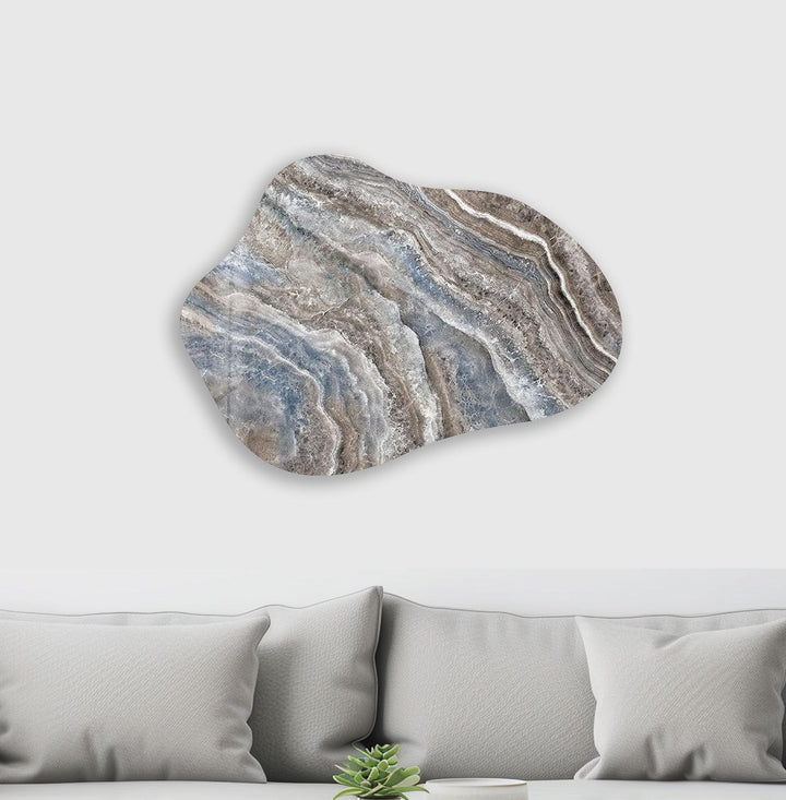 Beige & Blue Marble Irregular Glass Wall Art, photo print on glass, prints on glass wall art