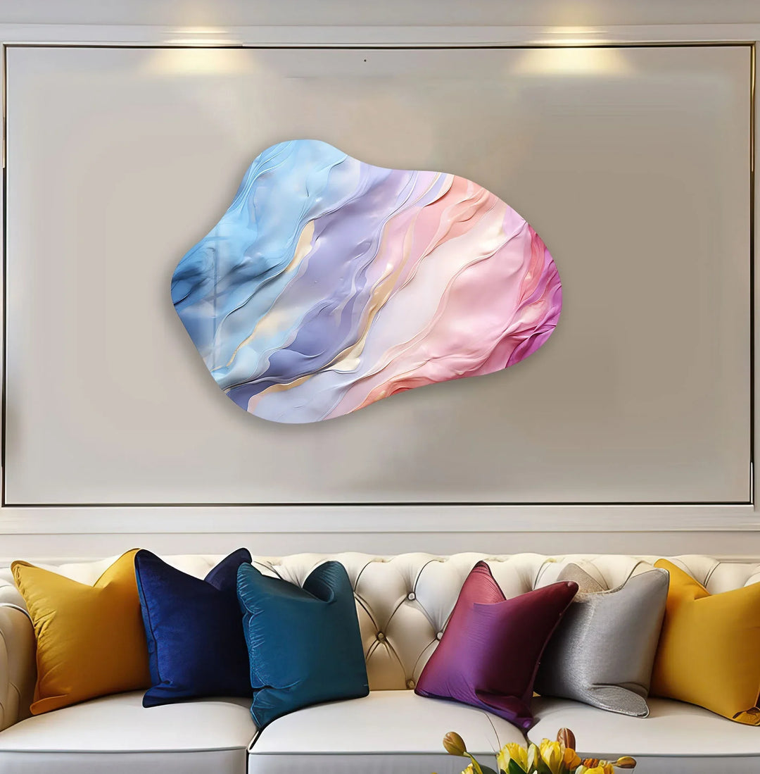 Abstract Pink Irregular Glass Wall Art, print picture on glass, Tempered Glass Wall Art