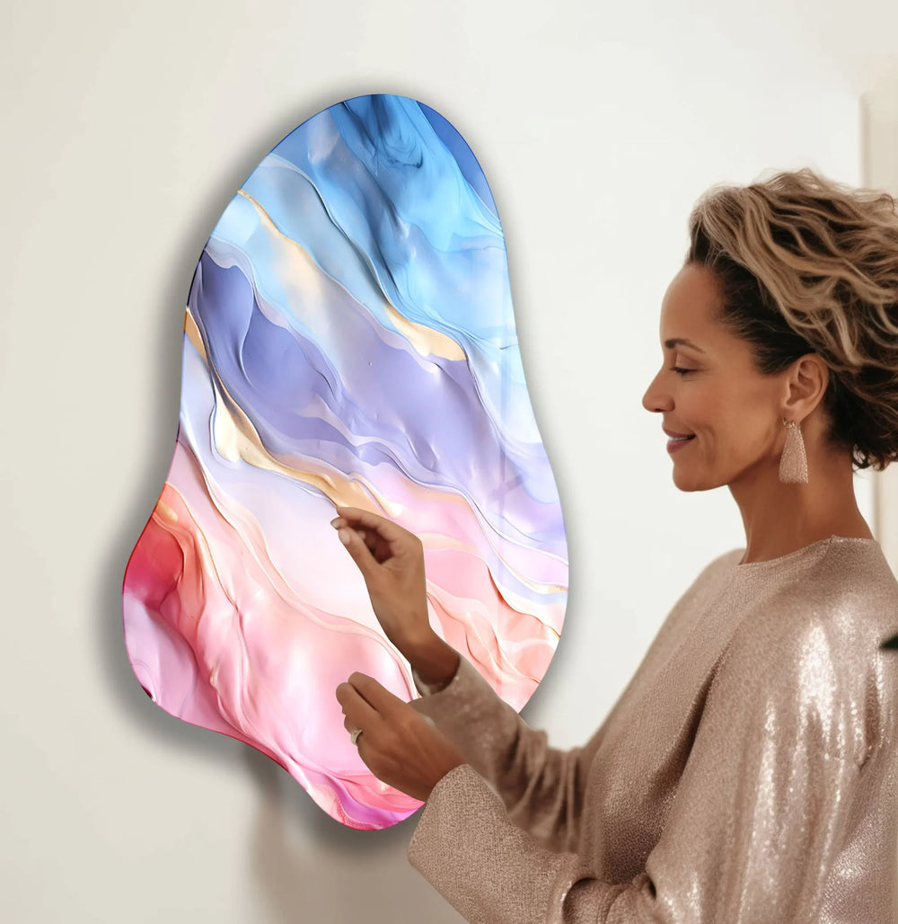 Abstract Pink Irregular Glass Wall Art, glass wall decor, glass wall art decor