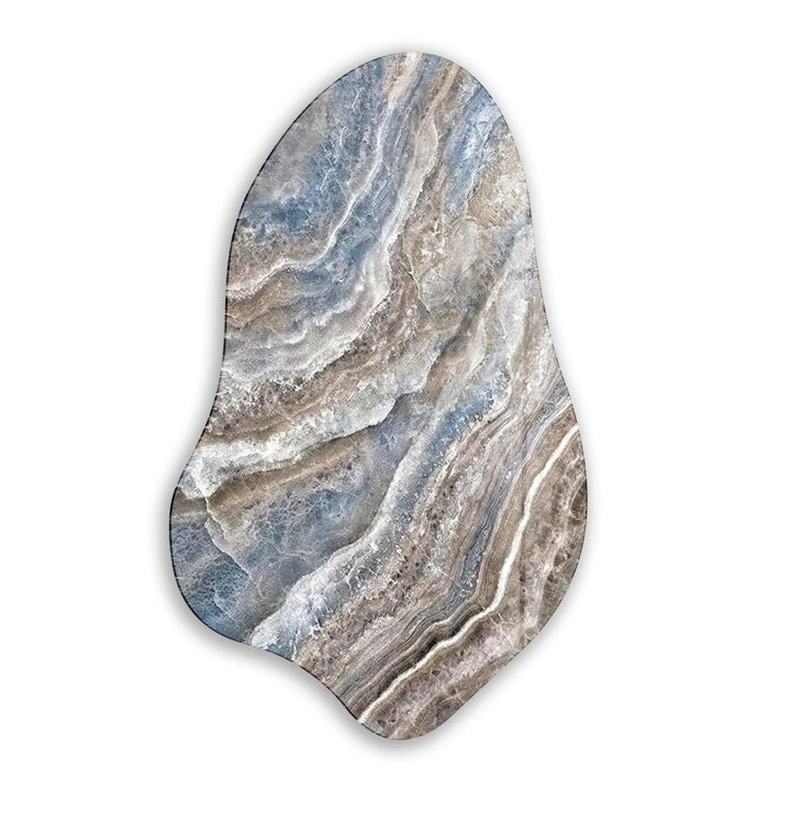 Beige & Blue Marble Irregular Glass Wall Art, glass image printing, glass prints from photos