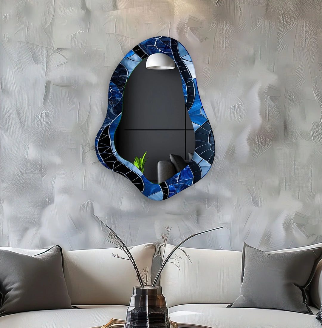 Blue Stained Glass Decorative Wall Mirror - MyPhotoStation