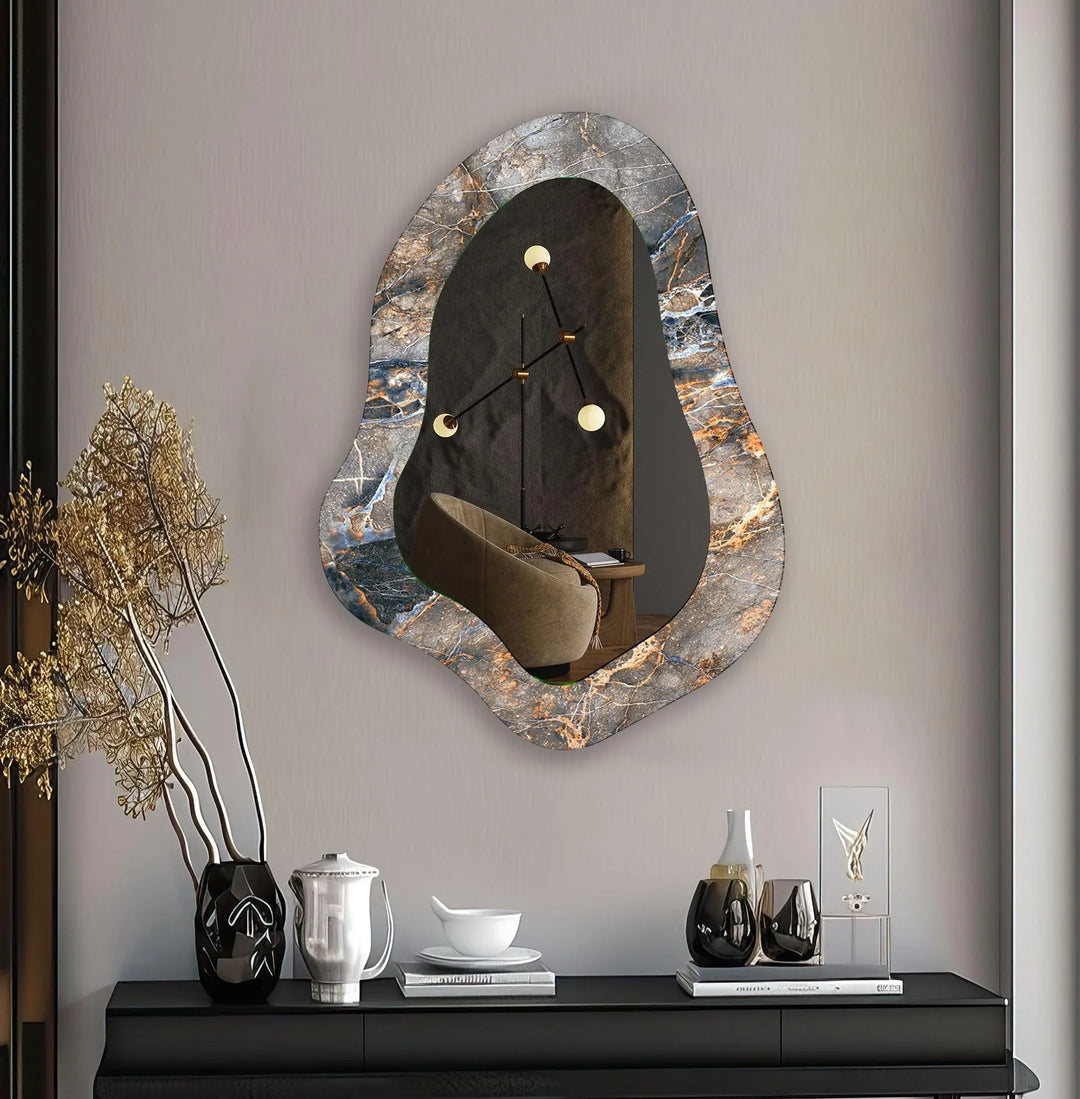 Gray Marble Bathroom Wall Mirror - MyPhotoStation