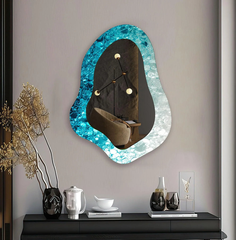 Blue Irregular Shape Decorative Wall Mirror - MyPhotoStation