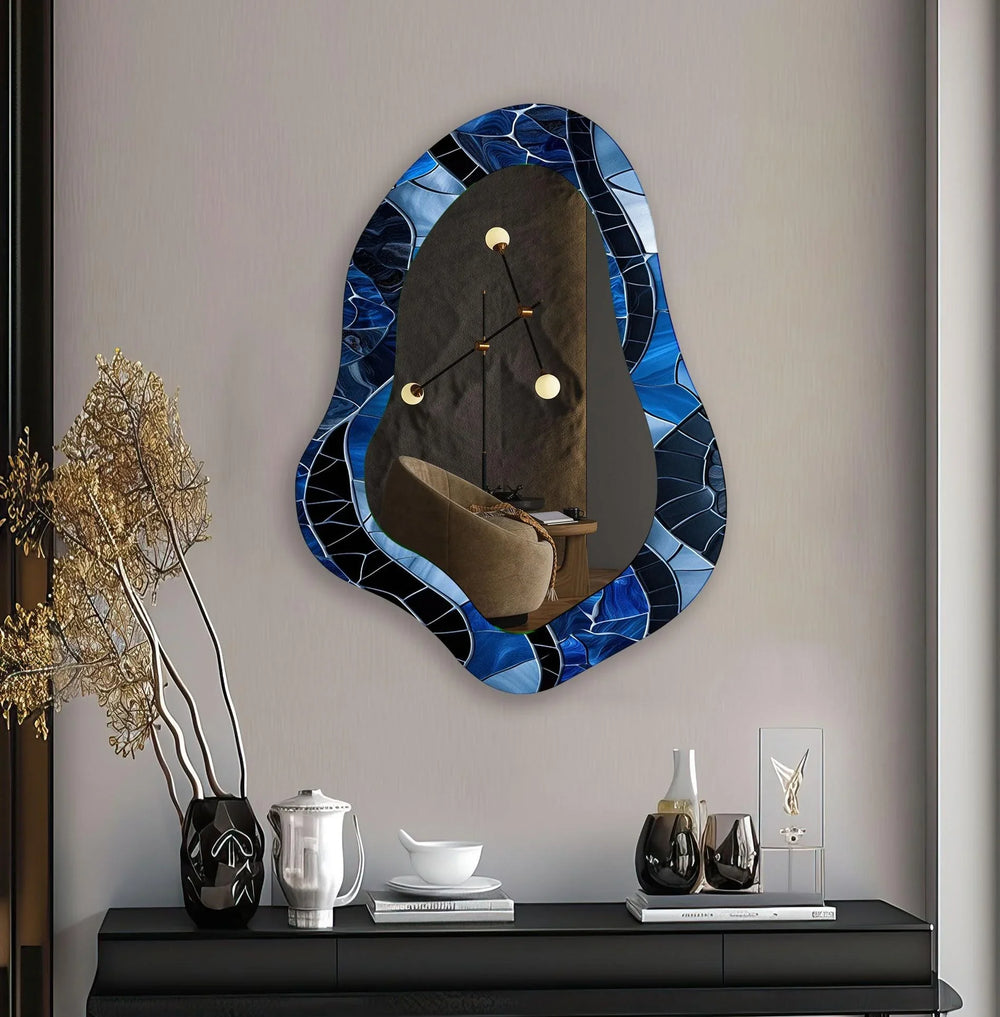 Blue Stained Glass Decorative Wall Mirror - MyPhotoStation