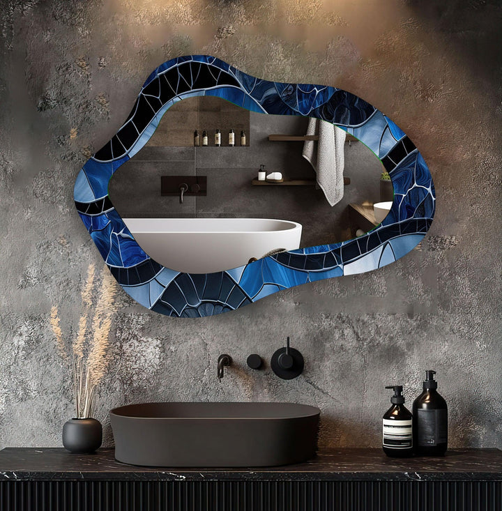 Blue Stained Glass Decorative Wall Mirror - MyPhotoStation