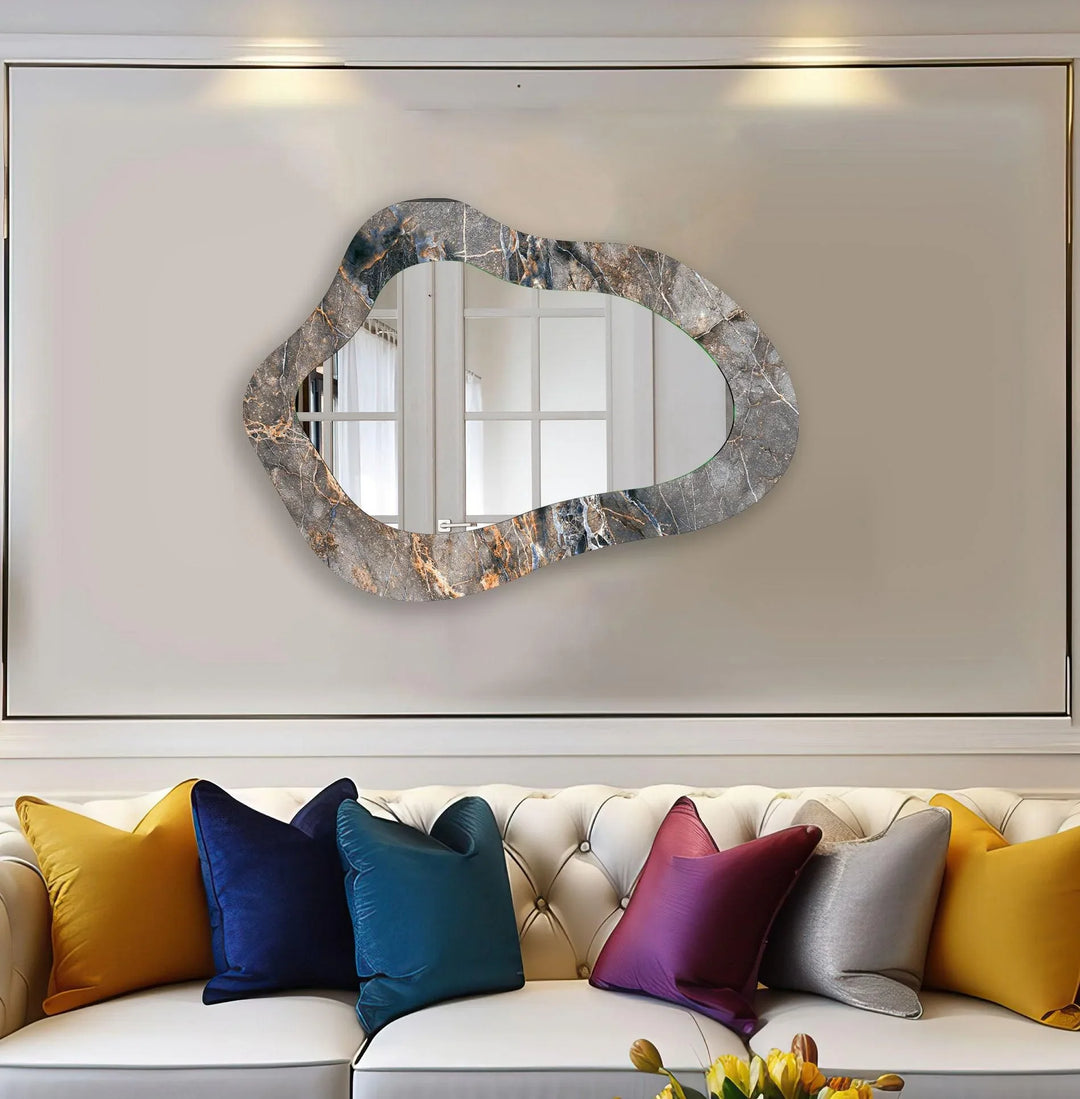Gray Marble Bathroom Wall Mirror - MyPhotoStation