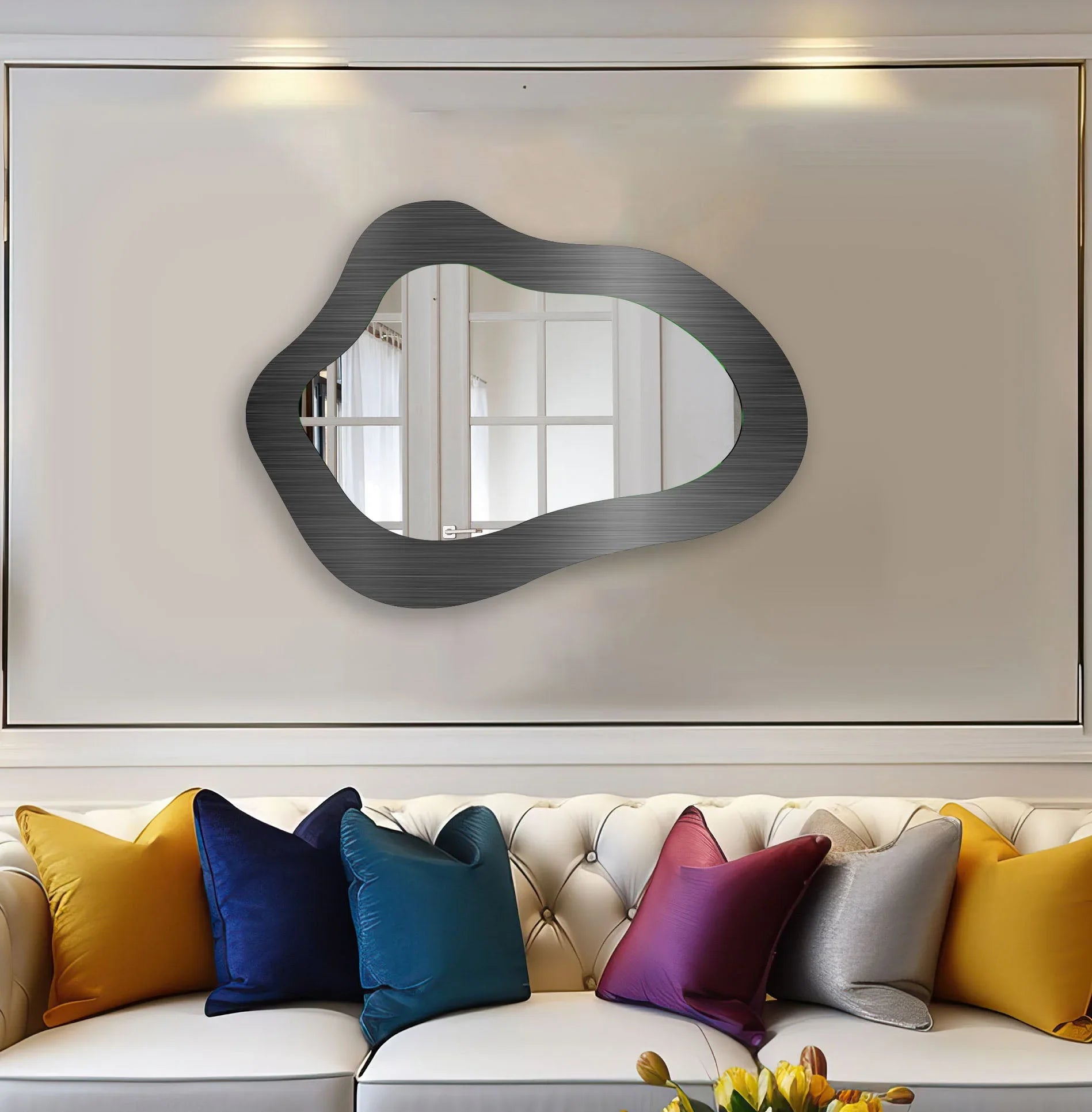 Stylish wall mirrors with ornate frames to create a luxurious and eye-catching feature