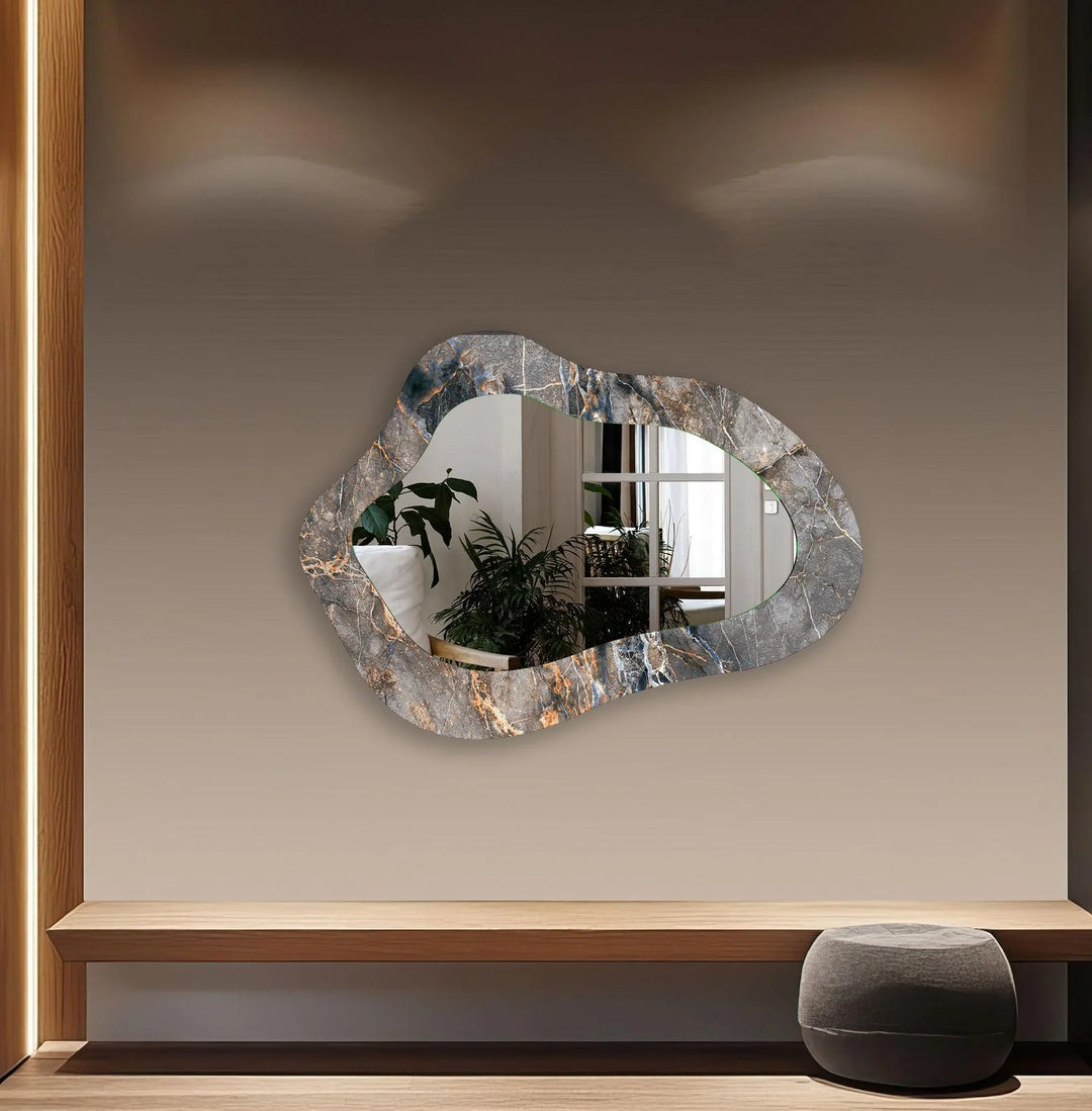 Gray Marble Bathroom Wall Mirror - MyPhotoStation