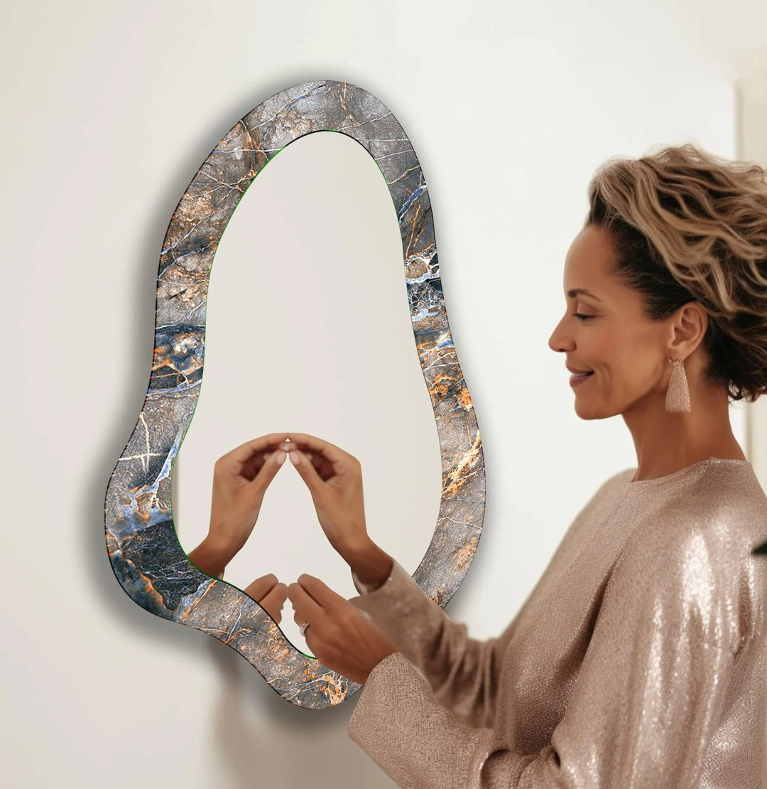 Gray Marble Bathroom Wall Mirror - MyPhotoStation