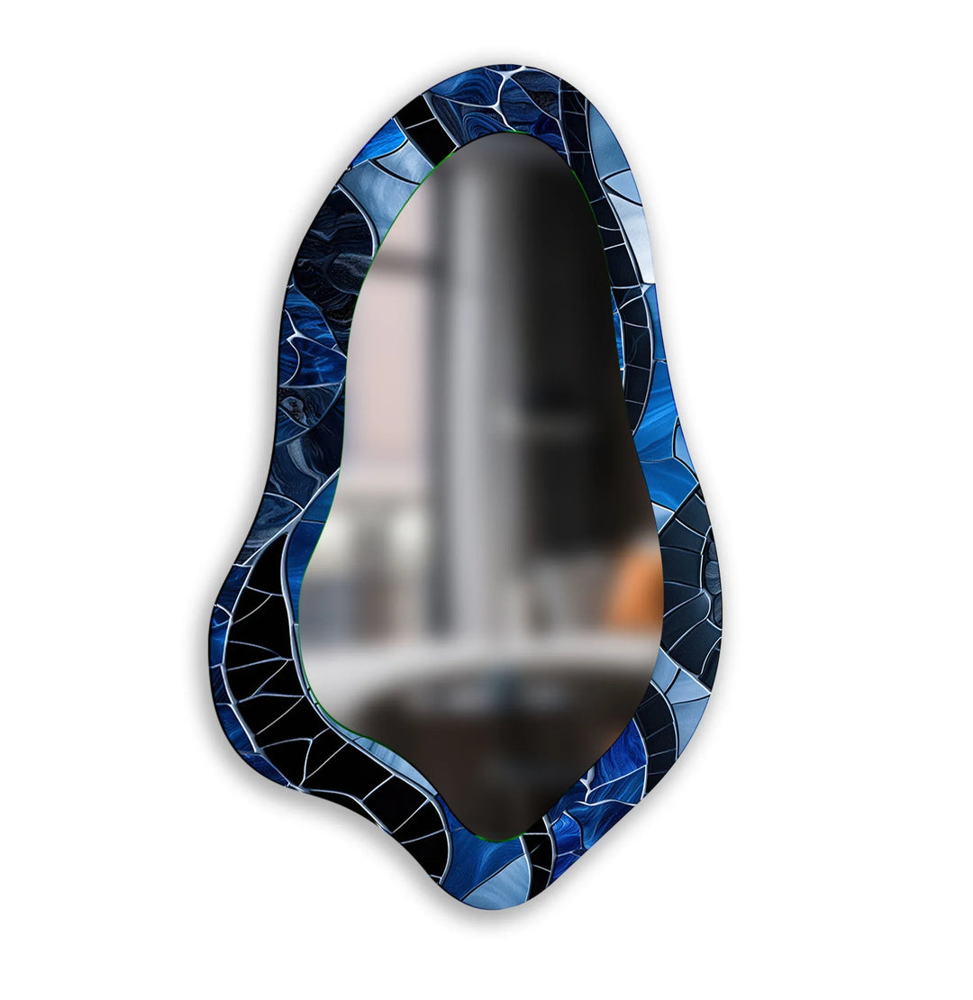 Blue Stained Glass Decorative Wall Mirror - MyPhotoStation