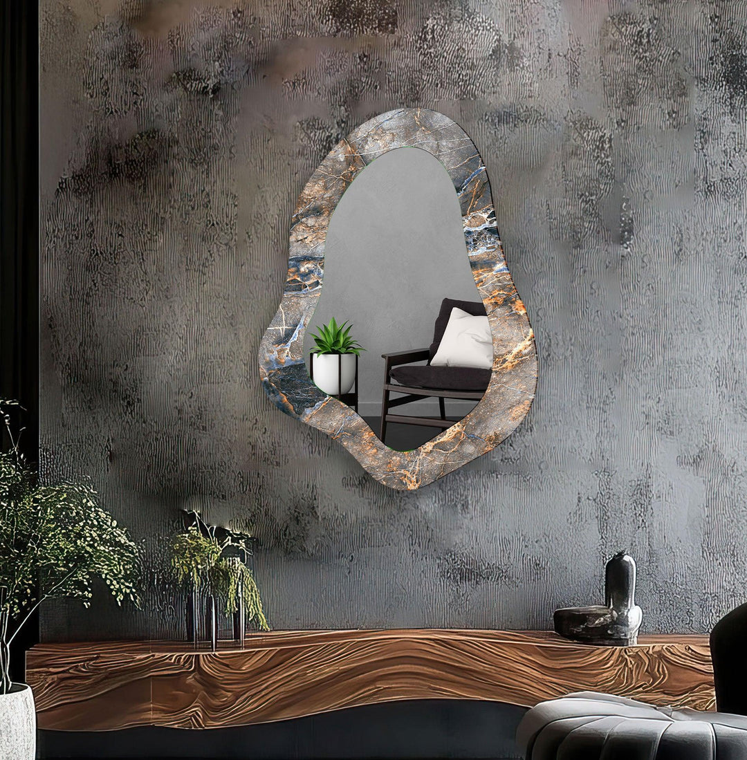 Gray Marble Bathroom Wall Mirror - MyPhotoStation