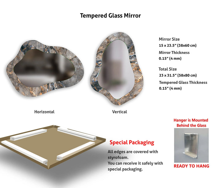 Gray Marble Bathroom Wall Mirror - MyPhotoStation