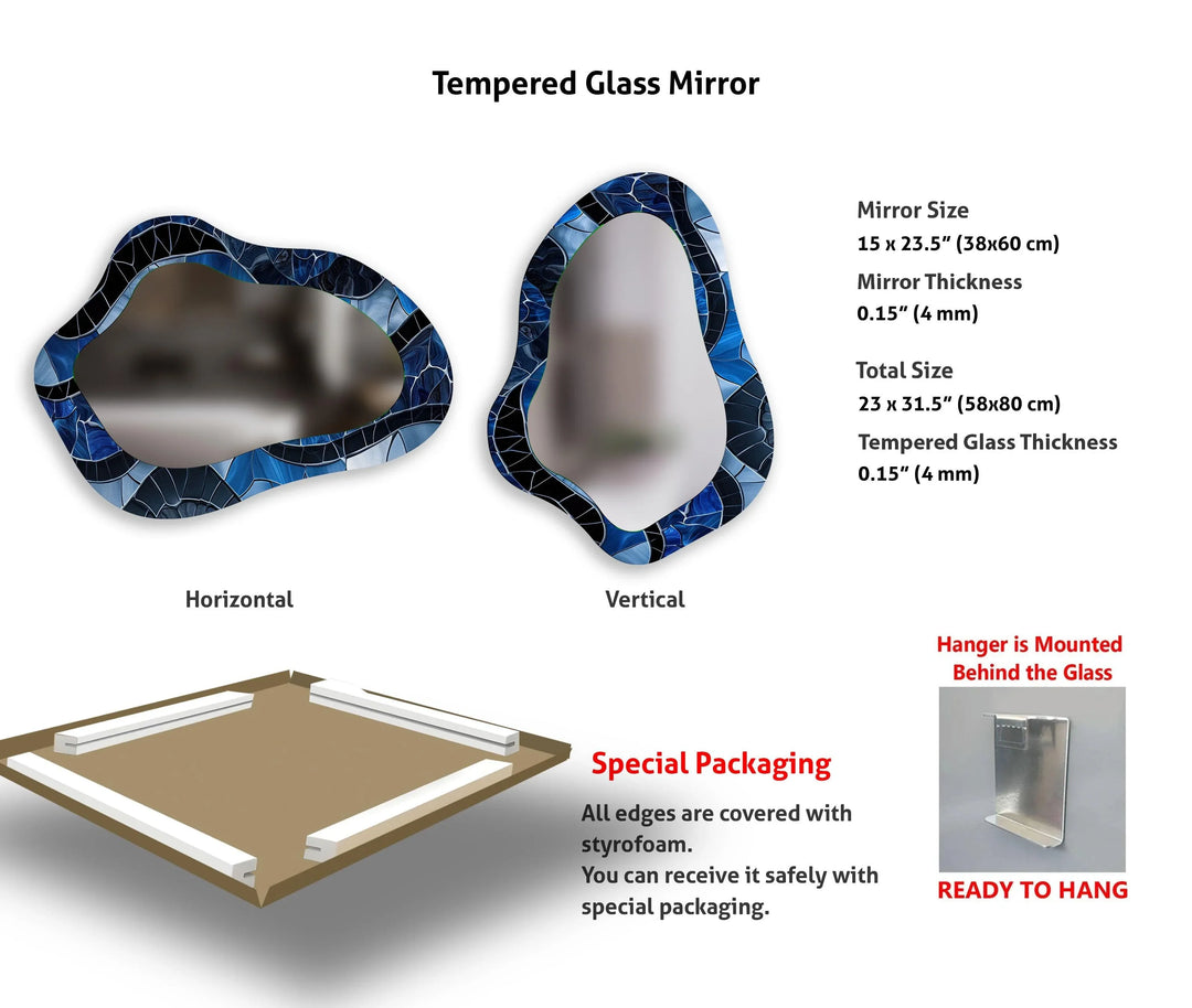 Blue Stained Glass Decorative Wall Mirror - MyPhotoStation