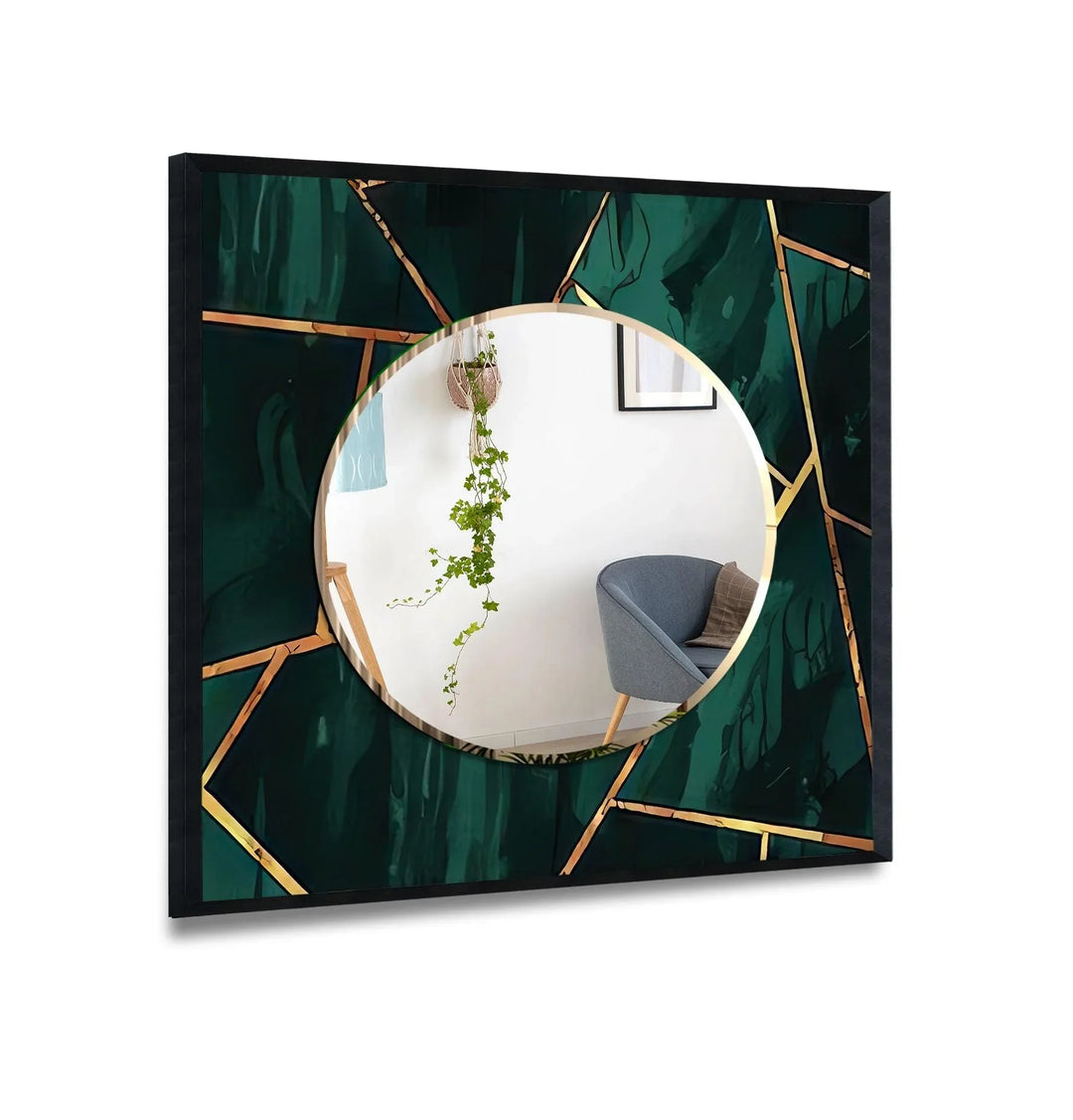 Green Geometric Shapes Wall Mirror big mirror for living room