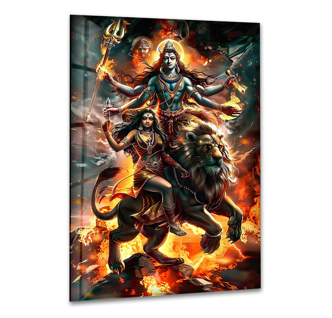 Hindu Gods Shiva and Kali Glass Wall Art large glass photo prints, glass wall photos