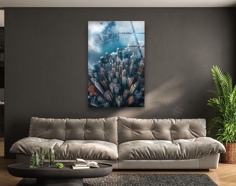 Hong Kong City Glass Wall Art glass art painting, glass art for the Wall