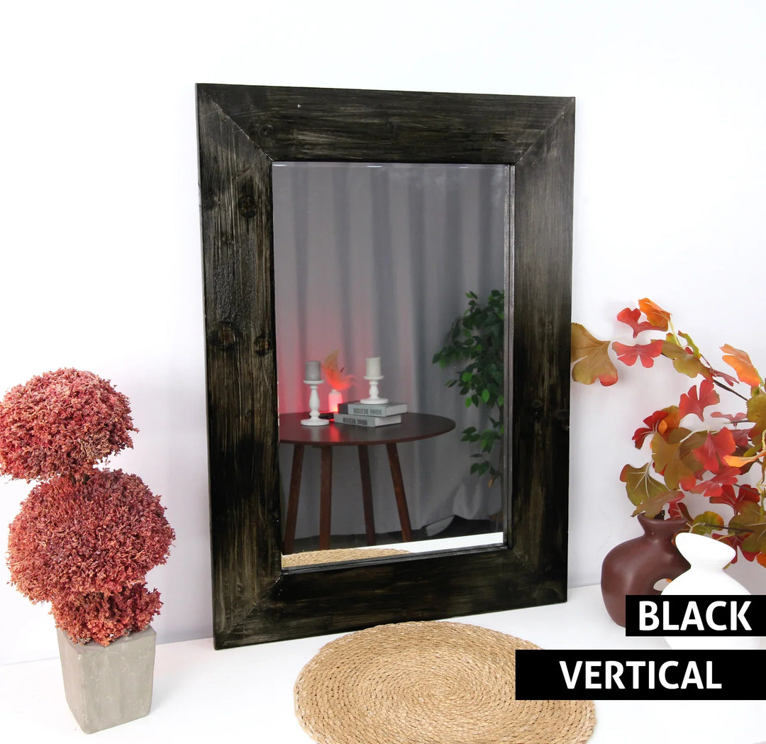 Black Wooden Wall Mirror - MyPhotoStation