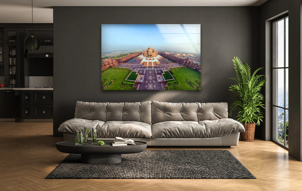 Akshardham Temple: Stunning Architecture on Glass Wall Art