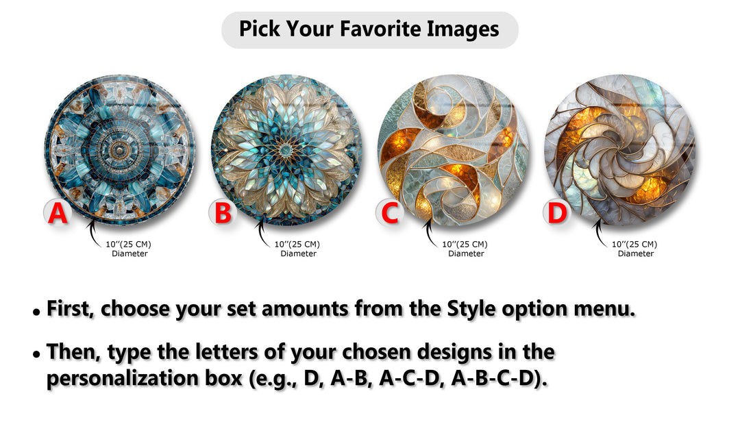 Golden Harmony Trio – Abstract Mosaic Round Glass Wall Art Set