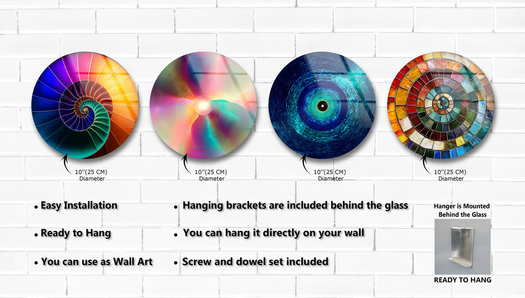 Spectrum Harmony – Abstract Circular Mosaic Glass Wall Art Set