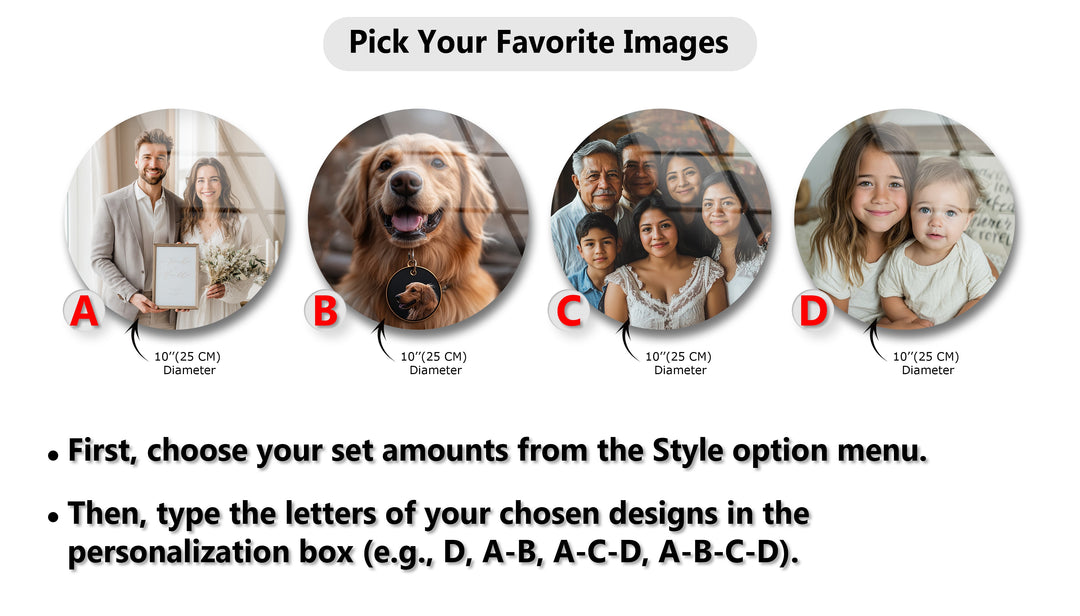 Golden Memories – Custom Family & Pet Round Glass Wall Art