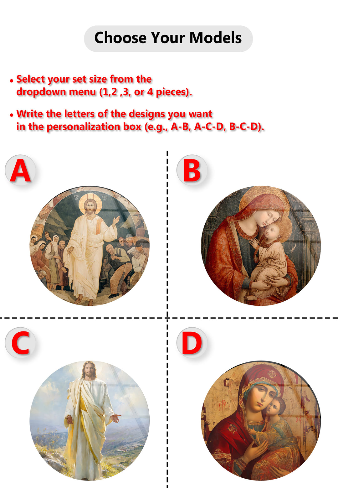 Divine Faith Round Glass Wall Art Set – Christian Religious Décor Collection