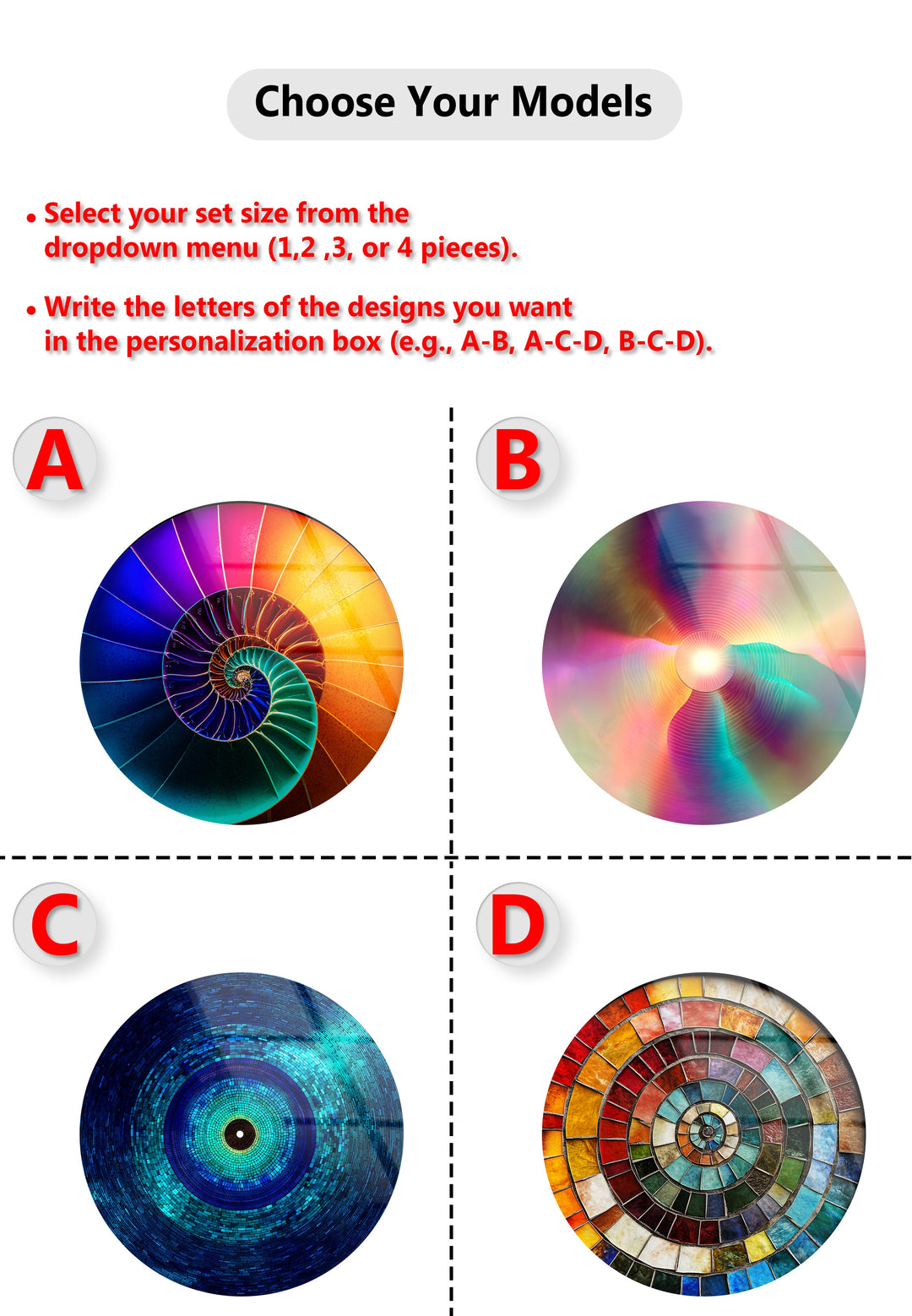 Spectrum Harmony – Abstract Circular Mosaic Glass Wall Art Set