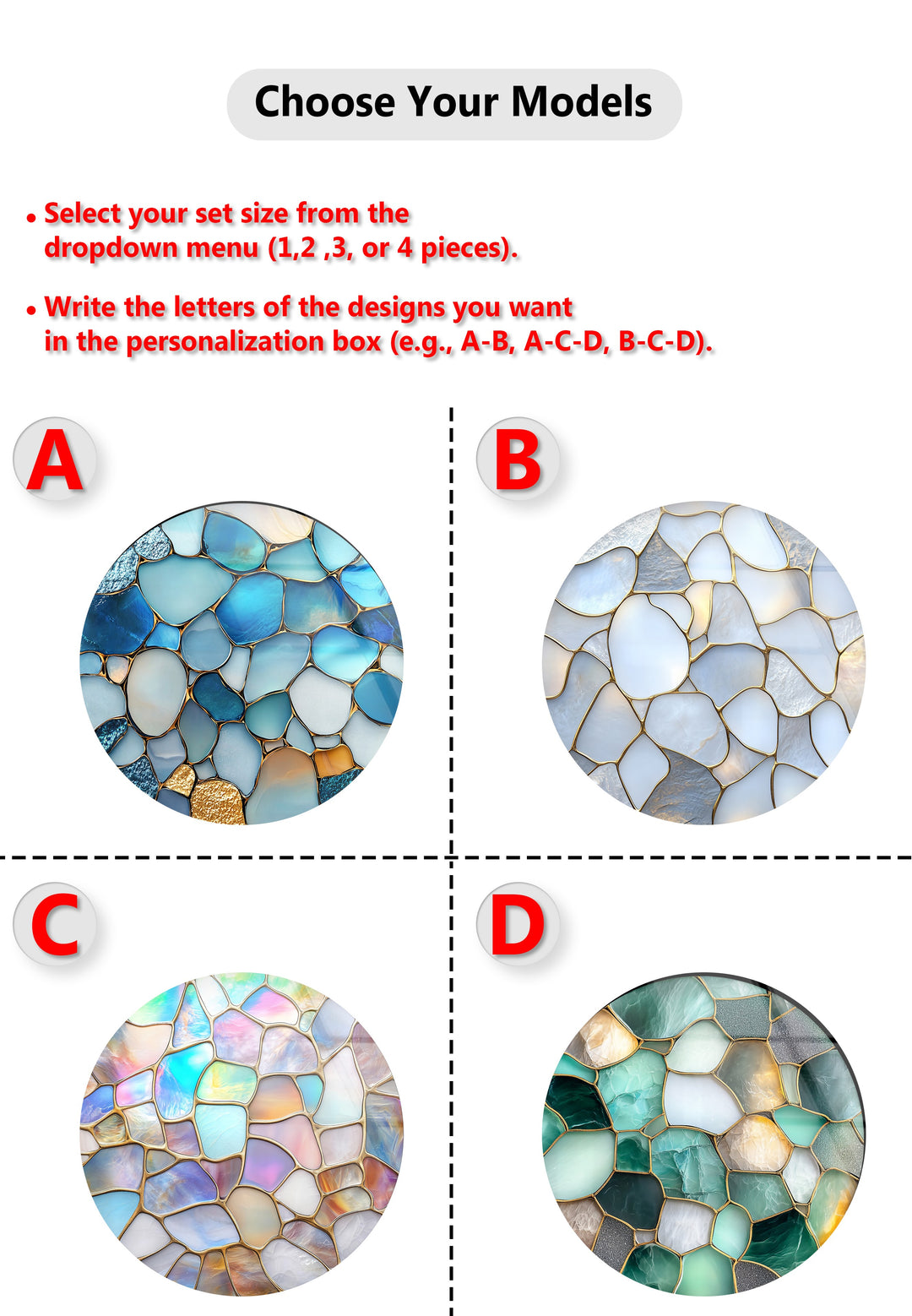 Serene Glow – Ocean Pebble Mosaic Round Glass Wall Art Set