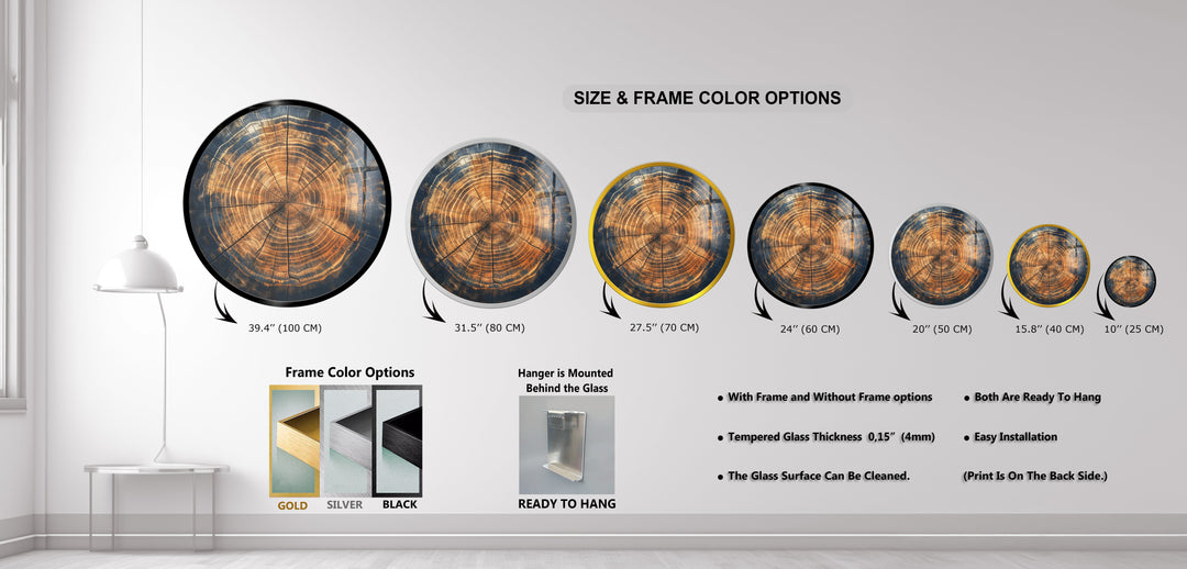 Timber Echo – Natural Wood Grain Round Glass Wall Art