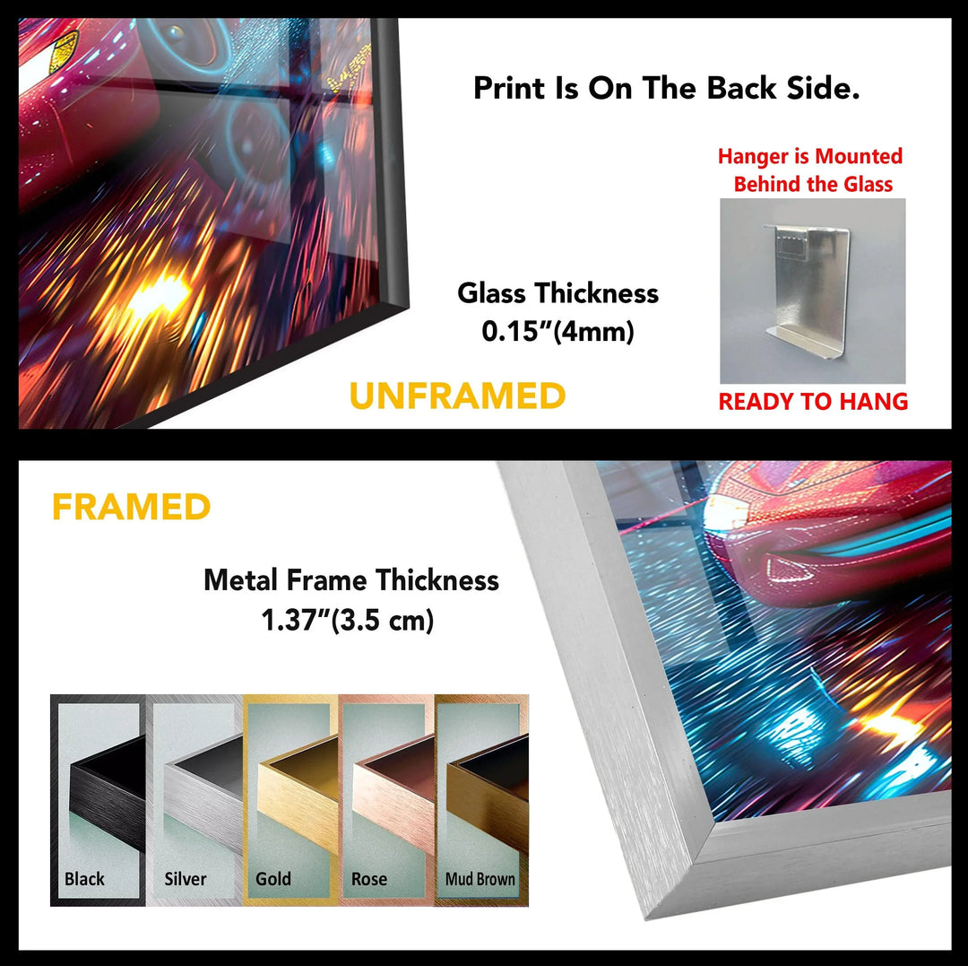 Neon Speed – Racing Power Glass Wall Art