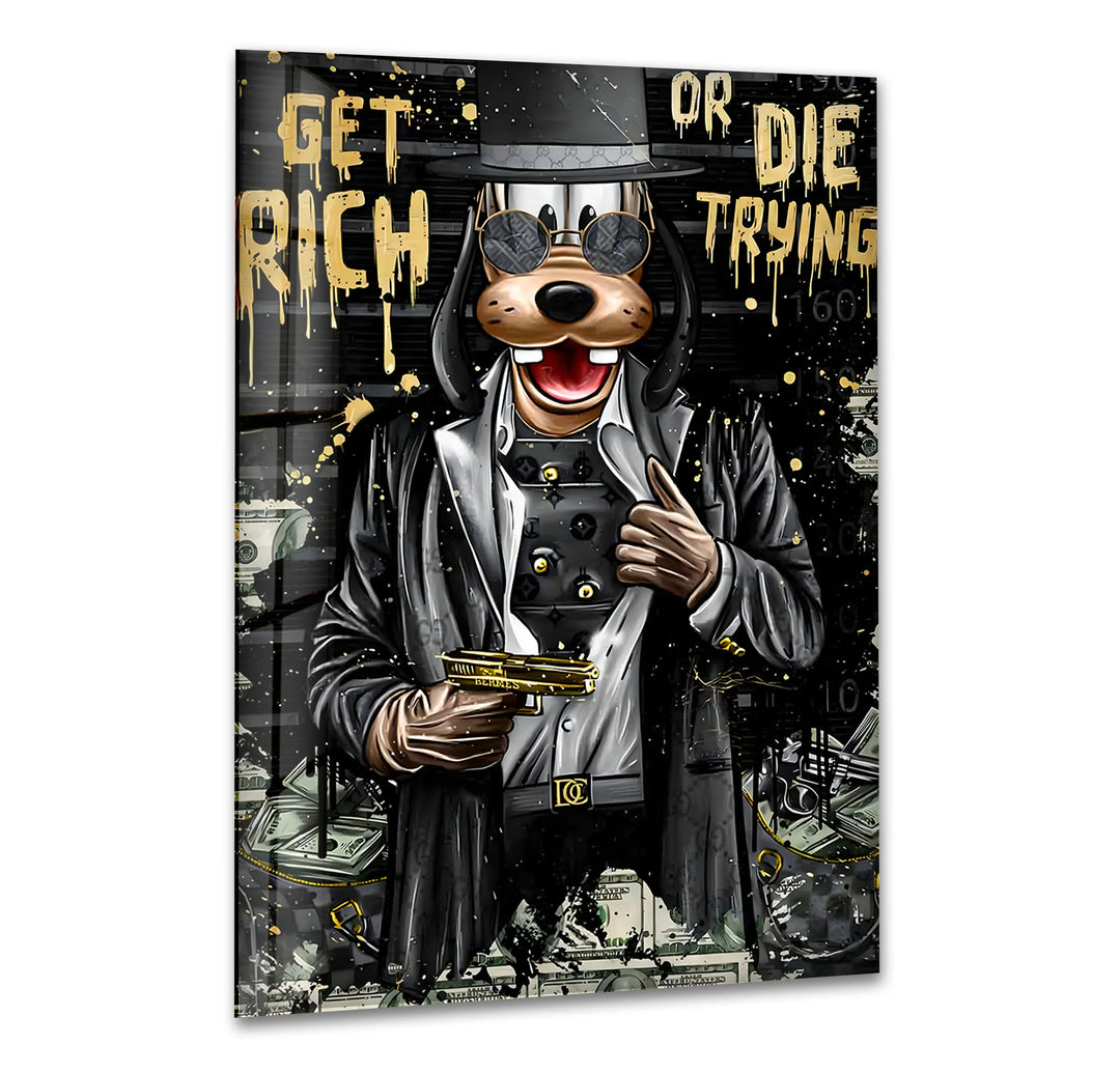 Lucky Gangster Dog Glass Wall Art glass art painting, glass art for the Wall