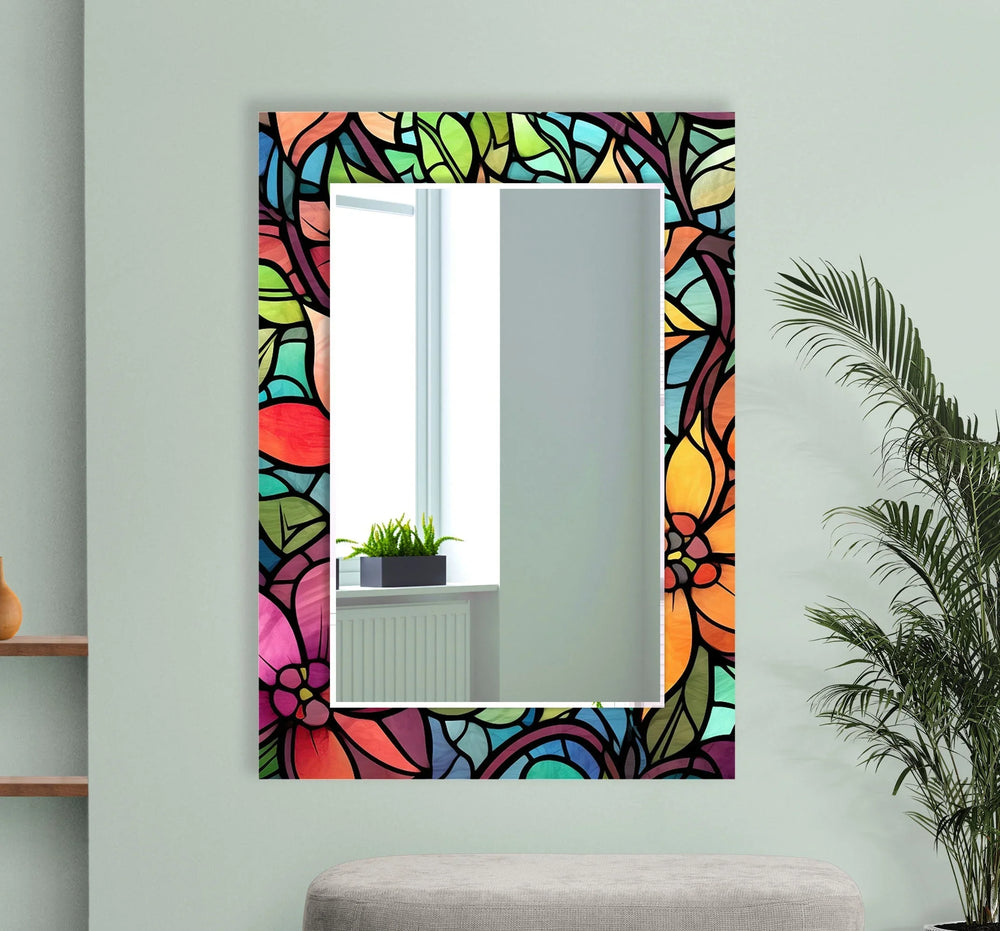 Stained Leaves Colored Wall Mirror Modern Wall Mirror