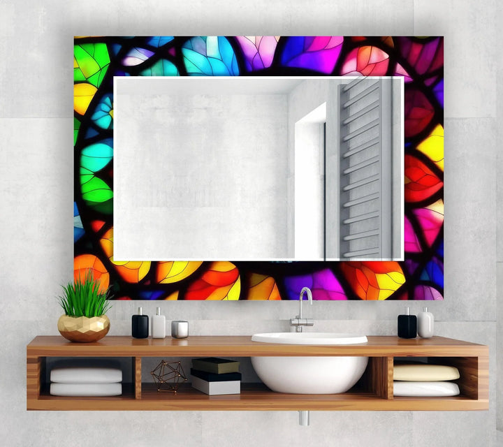 Colored Abstract Wall Mirror Bathroom Mirrors