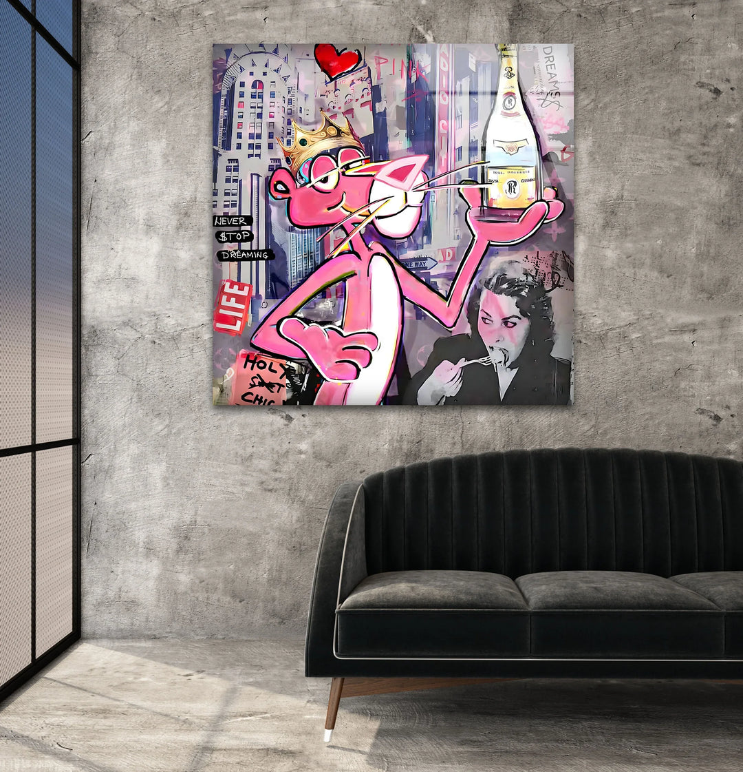 Pink Attitude Cristal Glass Wall Art picture on glass wall art, photos printed on glass
