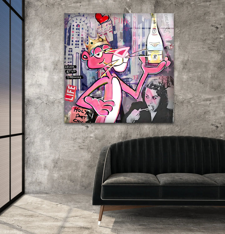 Pink Attitude Cristal Glass Wall Art picture on glass wall art, photos printed on glass