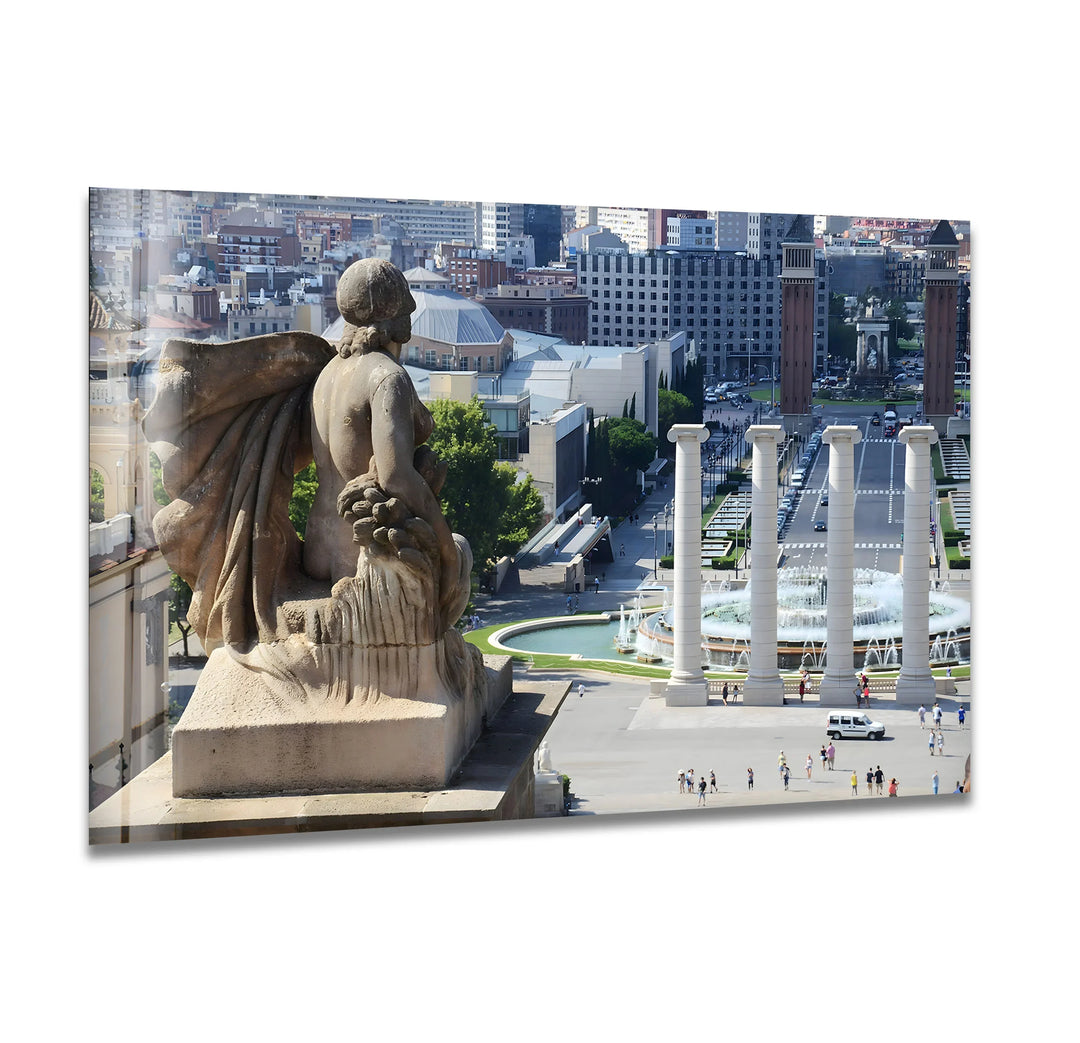 Cibeles Fountain Glass Wall Art – Majestic View of Madrid’s Iconic Landmark from Above - MyPhotoStation