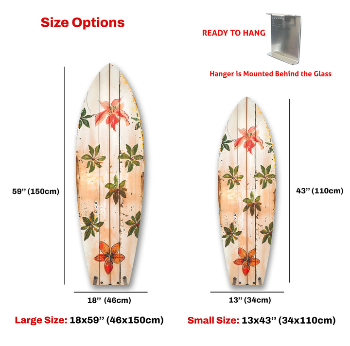Green & Red Flowers Surfboard Wall Art - MyPhotoStation