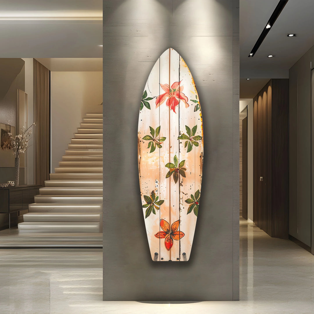 Green & Red Flowers Surfboard Wall Art - MyPhotoStation