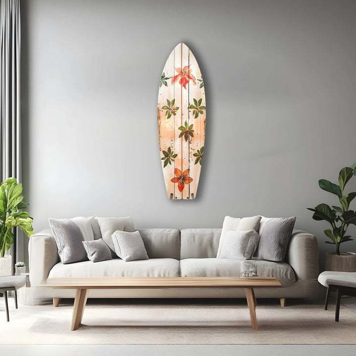 Green & Red Flowers Surfboard Wall Art - MyPhotoStation